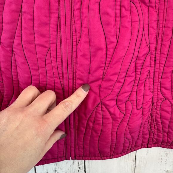 Chico's Pink/Black Reversible Stitched Quilted Full Zip Puffer Jacket Size 3/XL - Picture 9 of 16